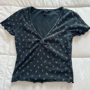 forever 21 black floral top
